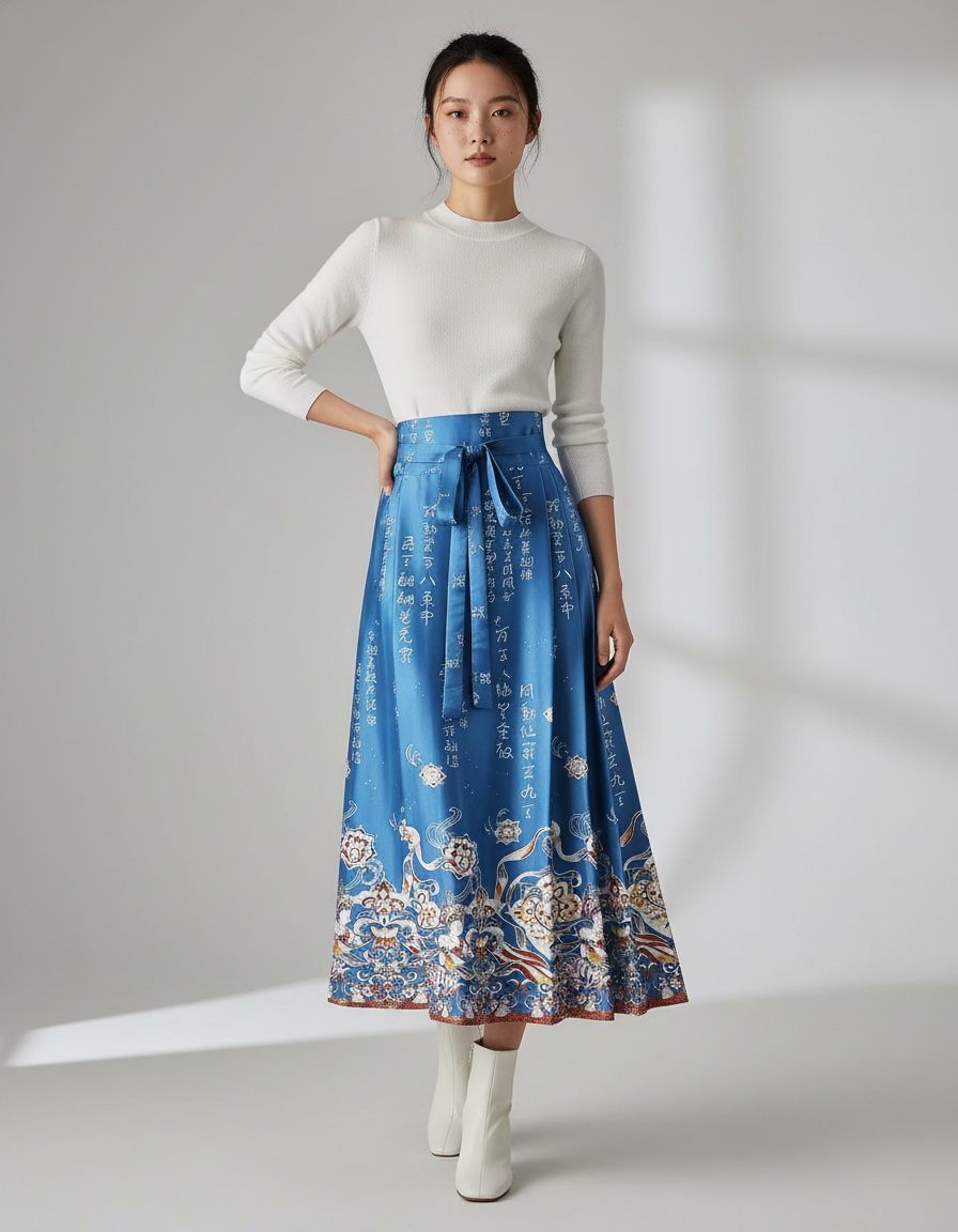 Jupe Longue Bleu Et Blanche