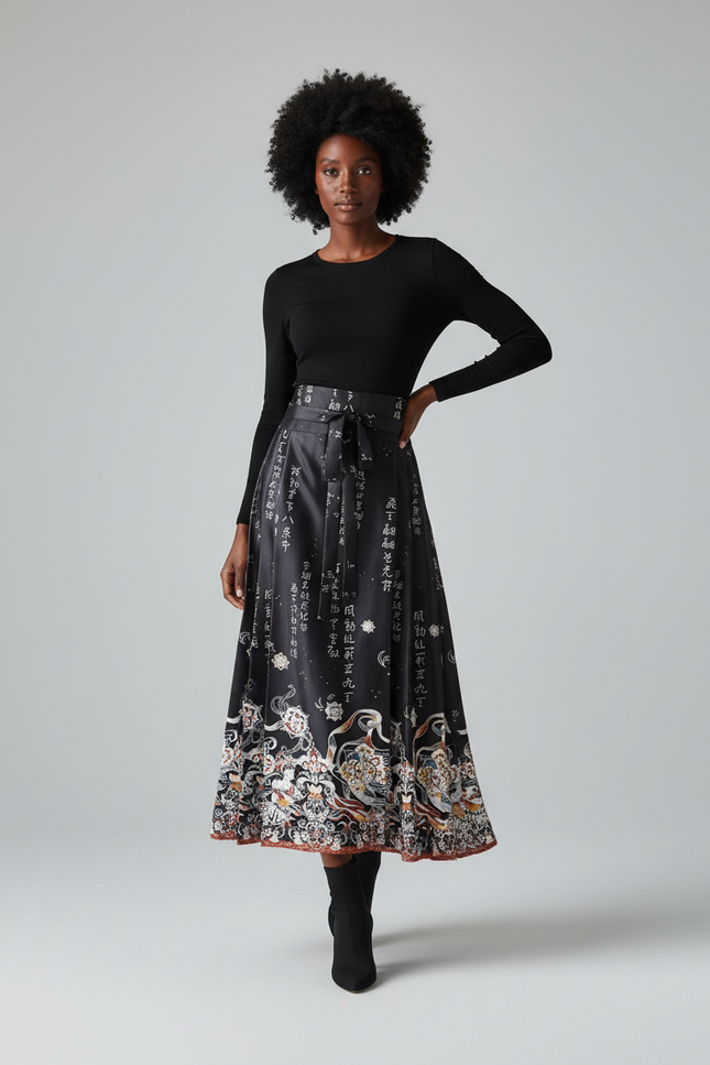 Jupe Longue Style Chinois Élégante