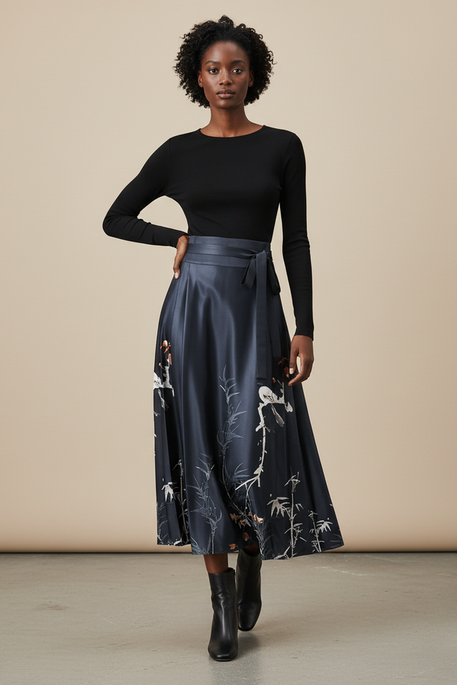 Jupe Longue Portefeuille Satin