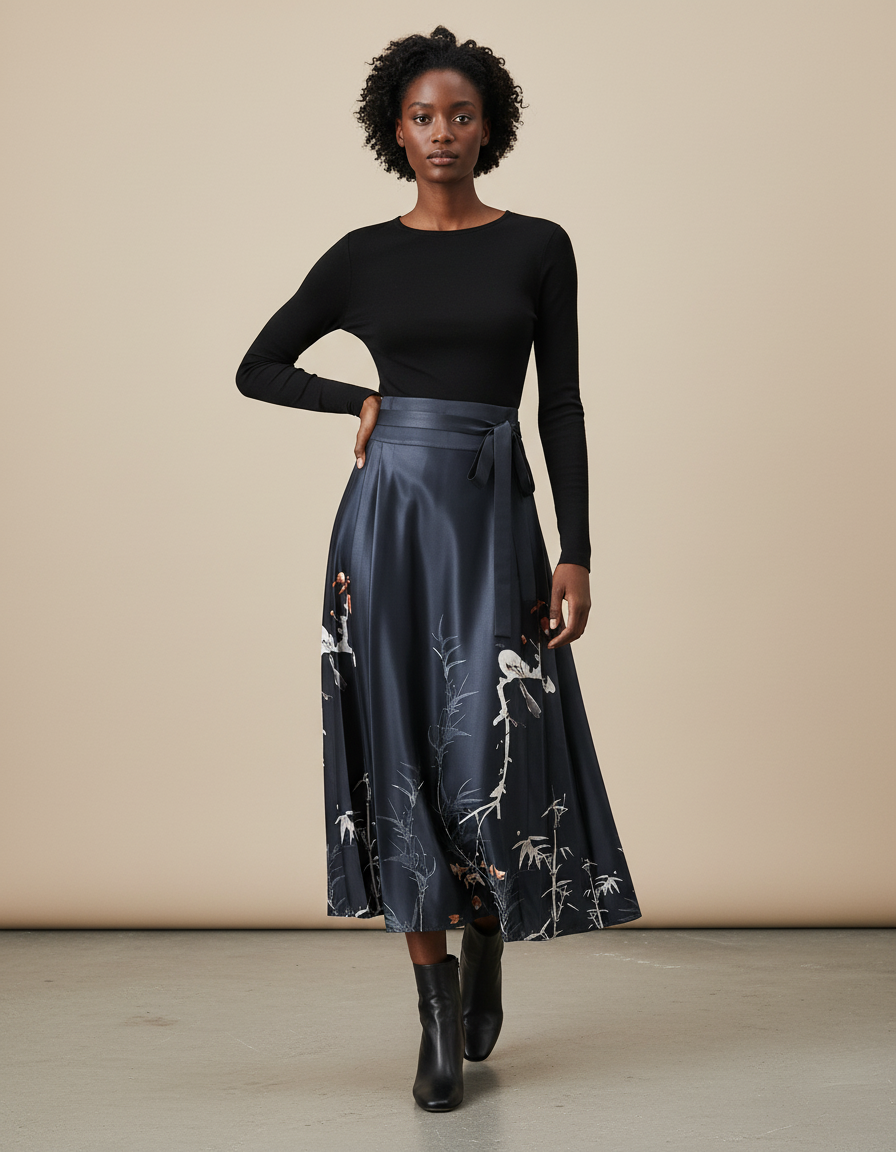 Jupe Longue Portefeuille Satin