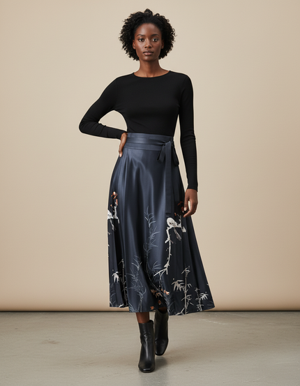 Jupe Longue Portefeuille Satin