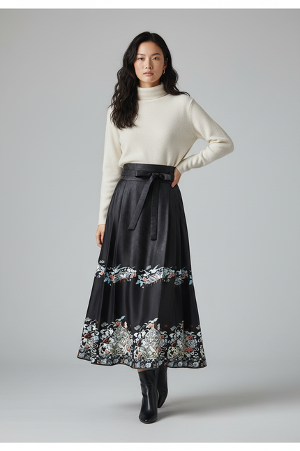 Jupe Longue Portefeuille Noire