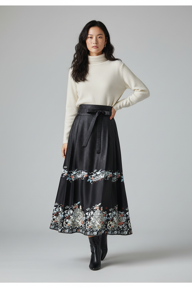 Jupe Longue Portefeuille Noire