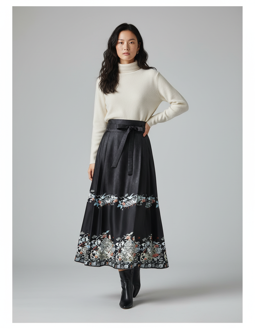 Jupe Longue Portefeuille Noire