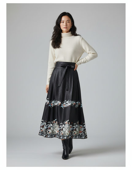 Jupe Longue Portefeuille Noire