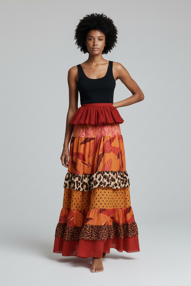 Jupe Longue Imprimé Tropical