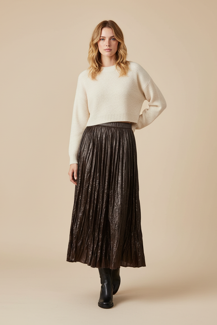 Jupe Longue Cuir Marron