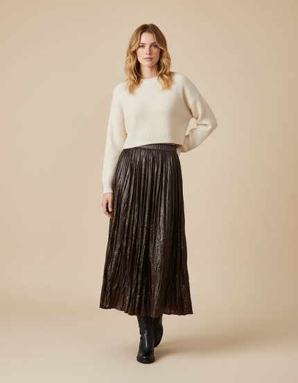 Jupe Longue Cuir Marron