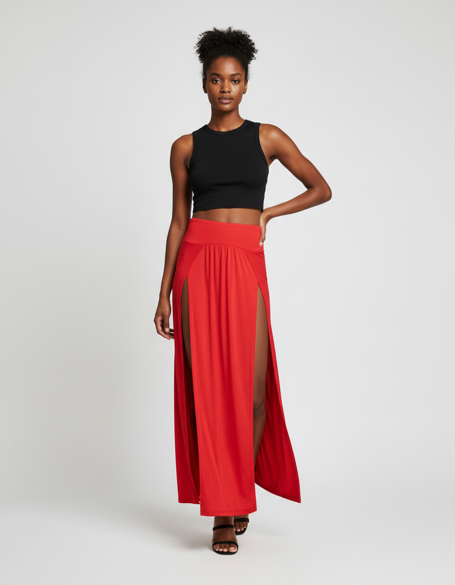 Jupe Longue Fendue Coton