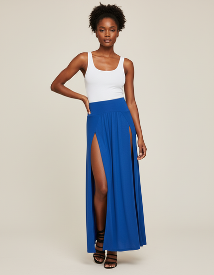 Jupe Longue Bleu Roi Fendue Fluide
