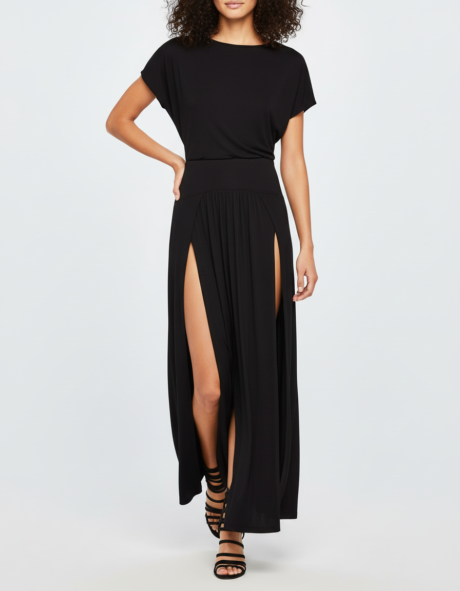 Jupe Longue Moulante Avec Fente