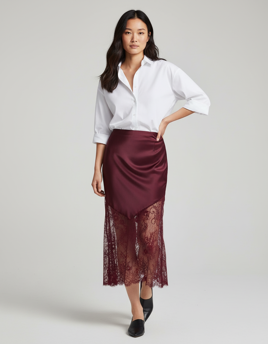 Jupe Dentelle Mi-Longue