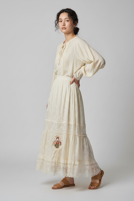 Jupe Longue En Broderie Anglaise