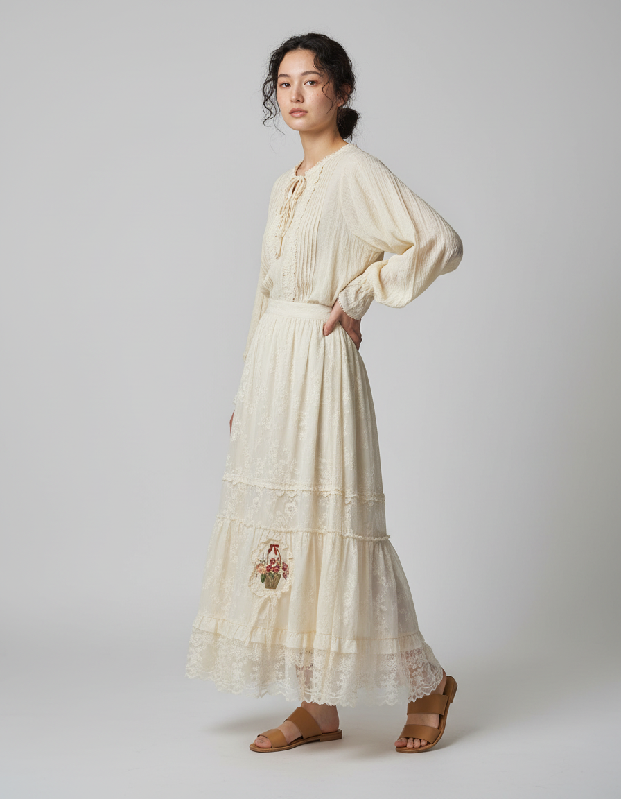 Jupe Longue En Broderie Anglaise