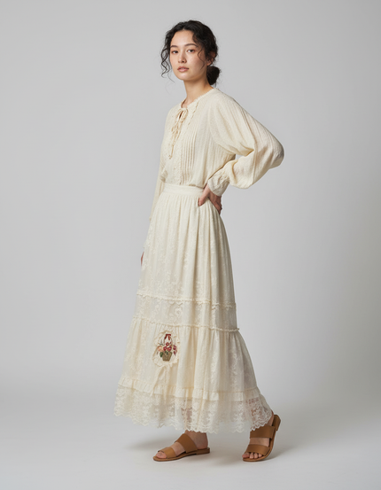 Jupe Longue En Broderie Anglaise
