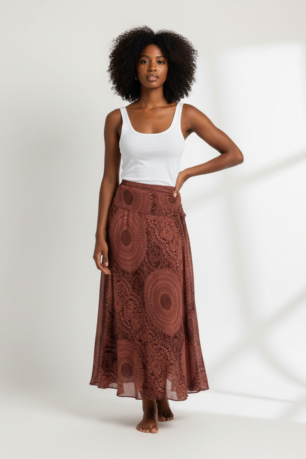 Jupe Longue Boheme Marron