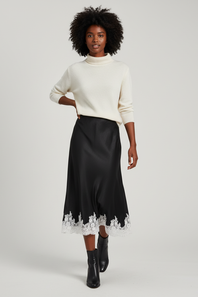 Jupe Longue Noire Broderie Anglaise