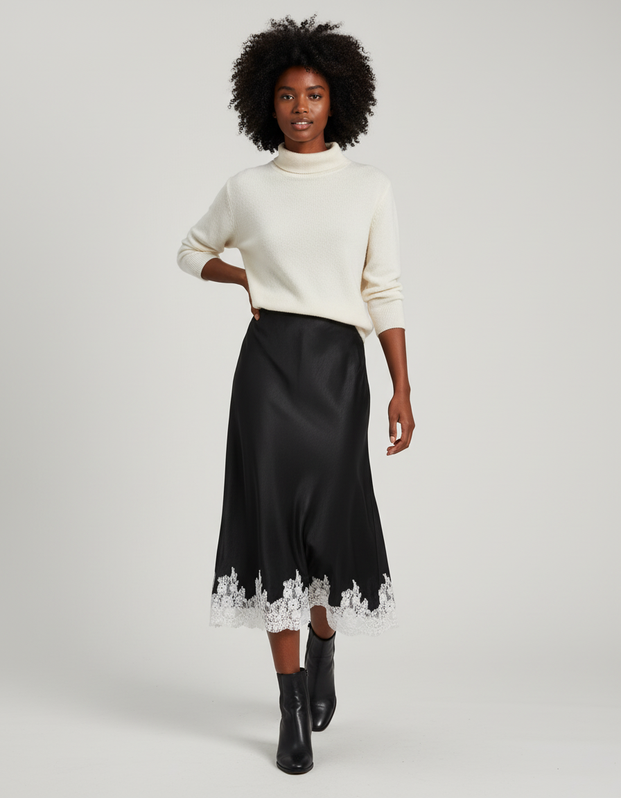 Jupe Longue Noire Broderie Anglaise