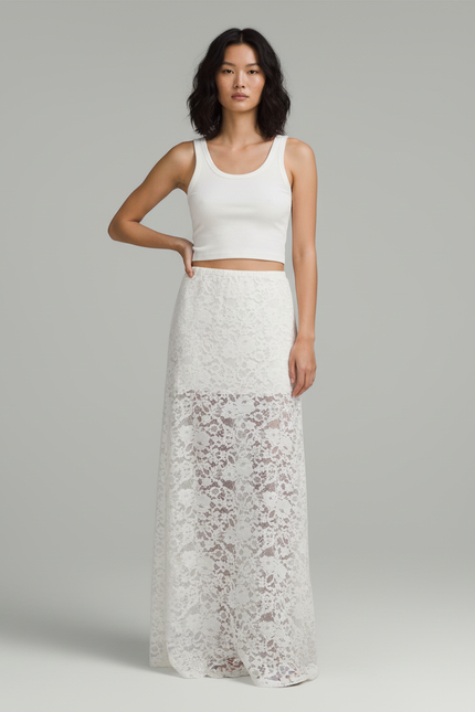 Jupe Longue Blanche Dentelle Élégante