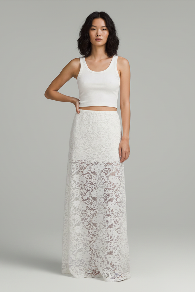 Jupe Longue Blanche Dentelle Élégante