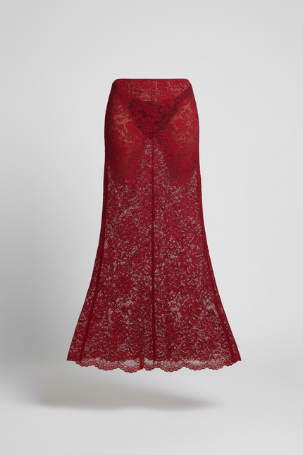 Jupe Longue Dentelle Transparente Élégante Soirée