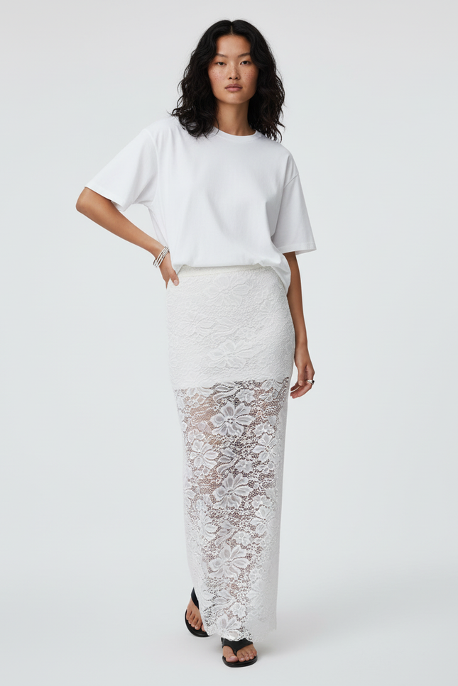 Jupe Longue Blanche Fleurie