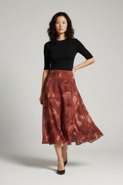 Jupe Longue Terracotta Fluide Chic