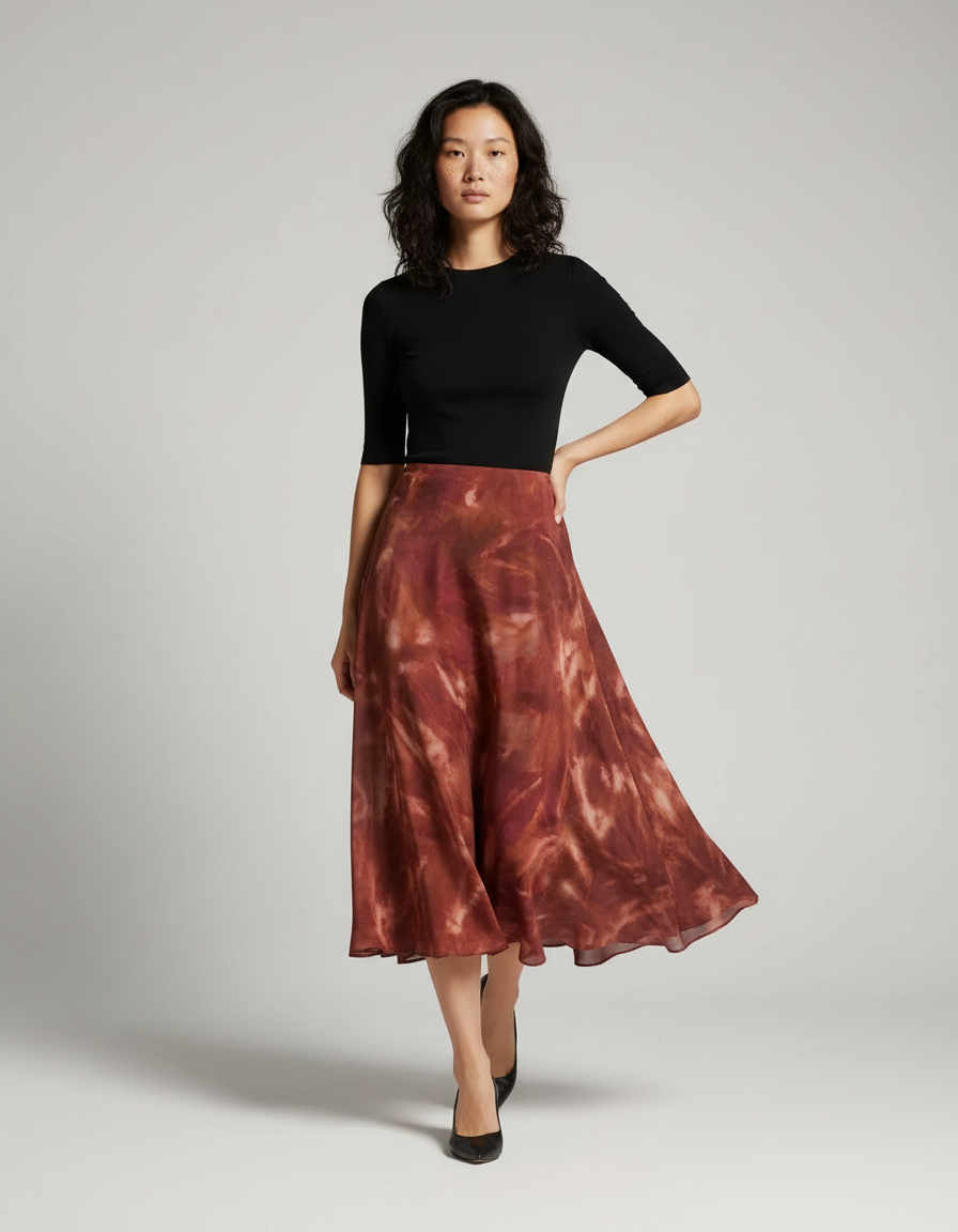 Jupe Longue Terracotta Fluide Chic