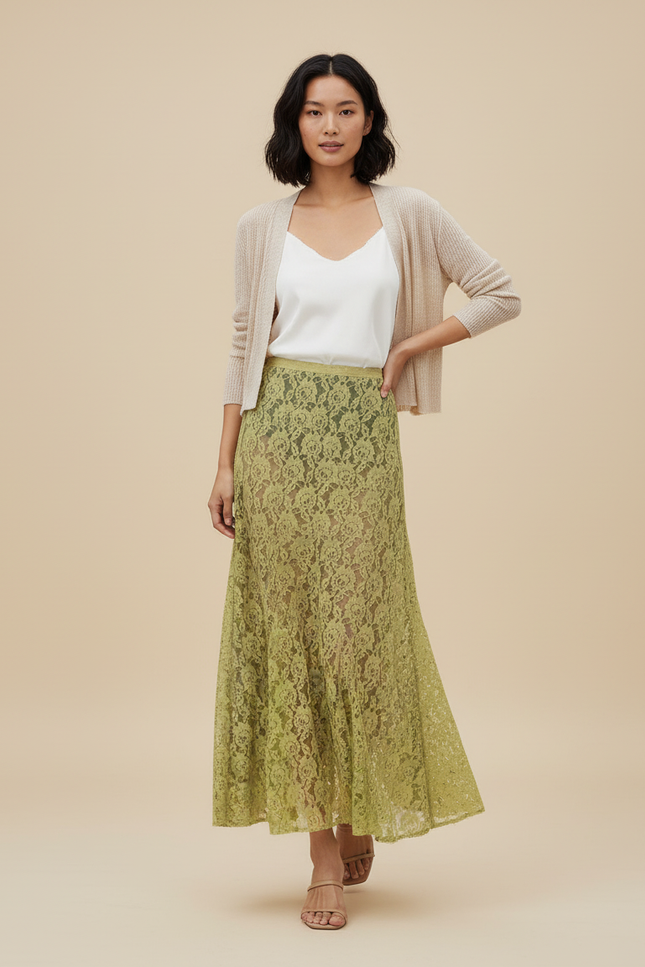 Jupe Longue Fleurie Verte