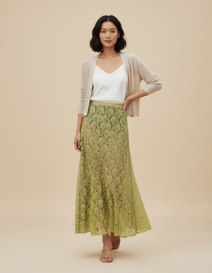 Jupe Longue Fleurie Verte