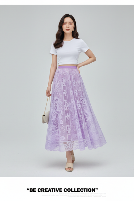 Jupe Longue Dentelle Transparente