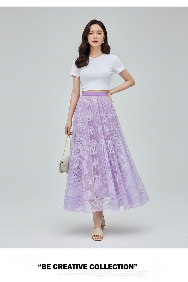 Jupe Longue Dentelle Transparente