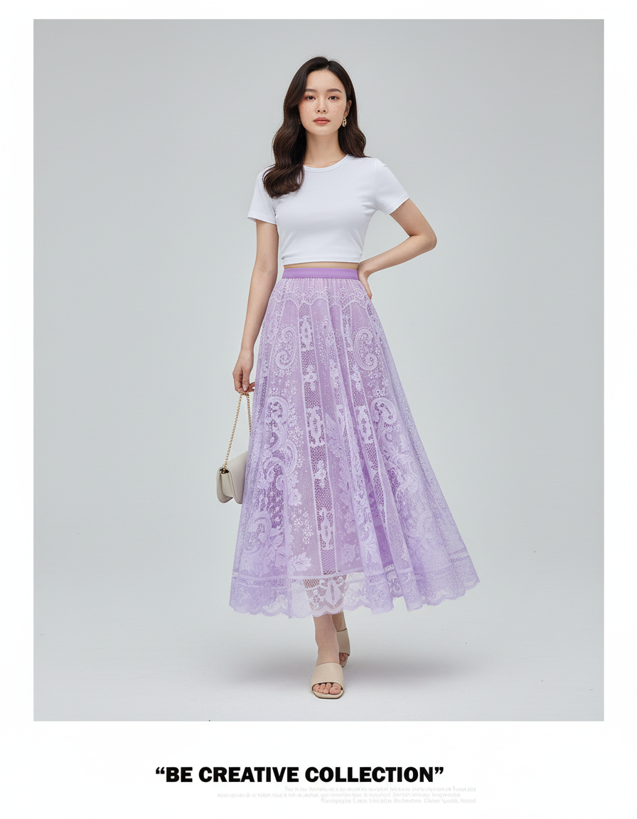 Jupe Longue Dentelle Transparente