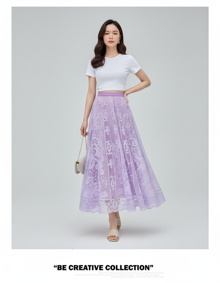 Jupe Longue Dentelle Transparente