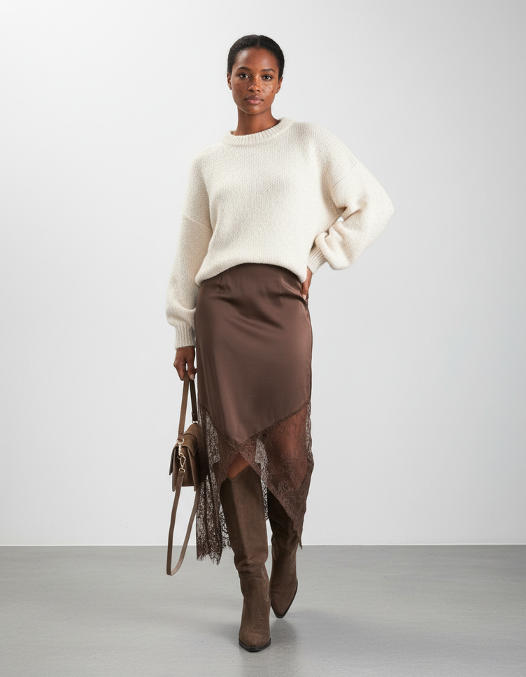 Jupe Asymétrique Mi-Longue