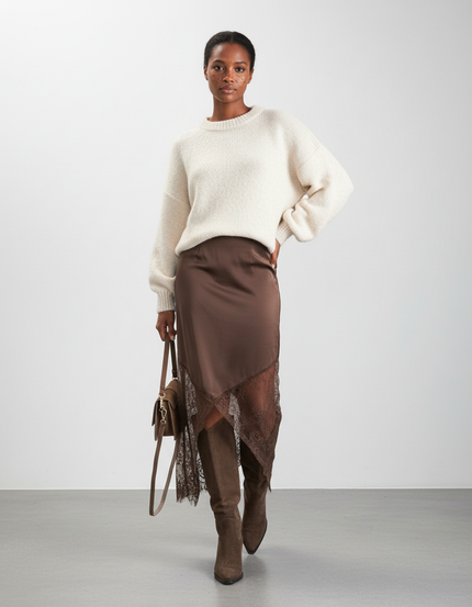 Jupe Asymétrique Mi-Longue