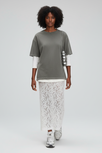 Jupe Longue Jacquard Blanche Transparente Élégante