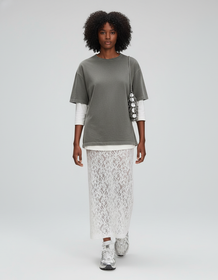 Jupe Longue Jacquard Blanche Transparente Élégante