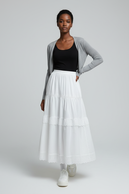 Jupe Coton Mi-Longue