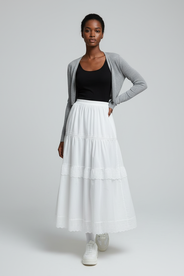 Jupe Coton Mi-Longue