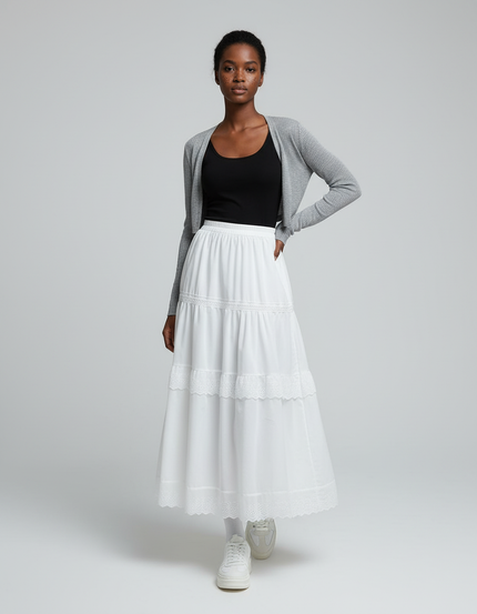 Jupe Coton Mi-Longue