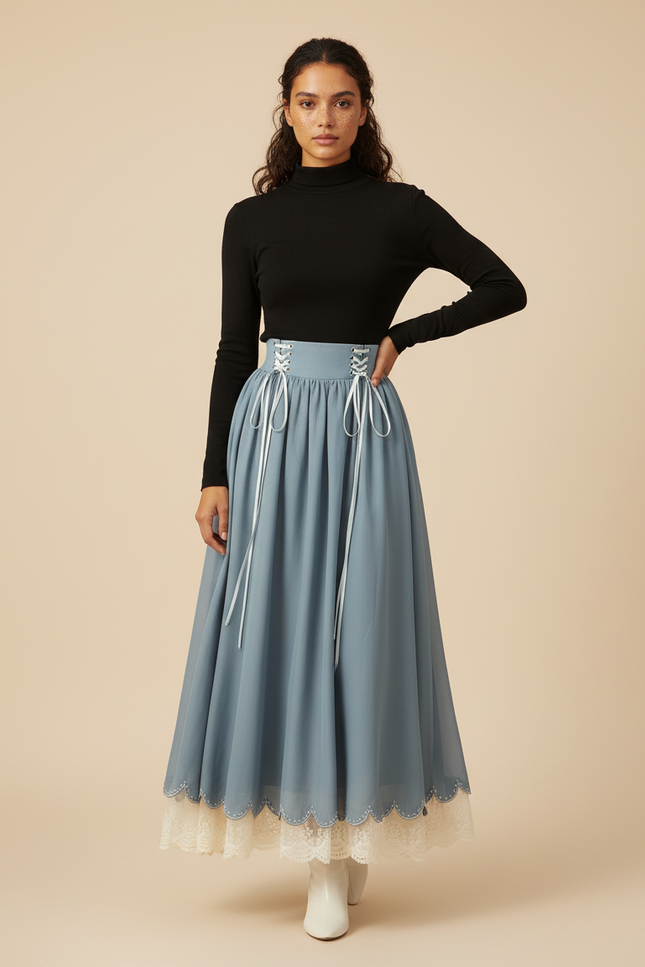 Jupe Longue Boheme Bleue