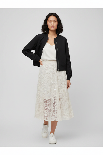 Jupe Longue Dentelle Transparente Élégante Chic