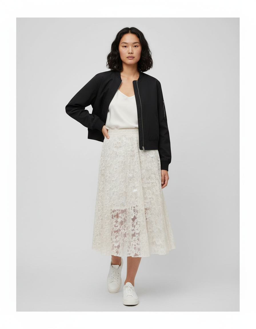 Jupe Longue Dentelle Transparente Élégante Chic