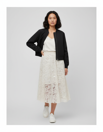 Jupe Longue Dentelle Transparente Élégante Chic