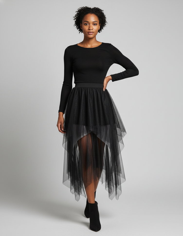 Jupe Asymétrique Courte Devant Longue Derrière