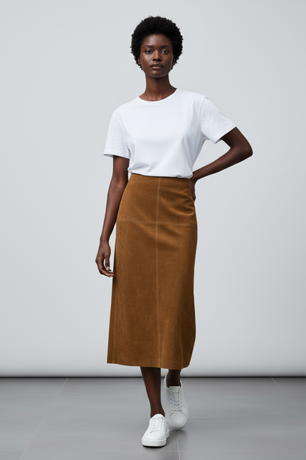 Jupe Longue Daim Camel
