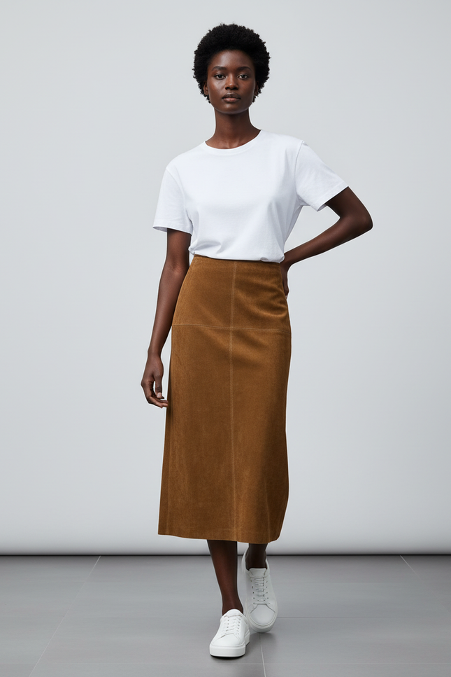 Jupe Longue Daim Camel
