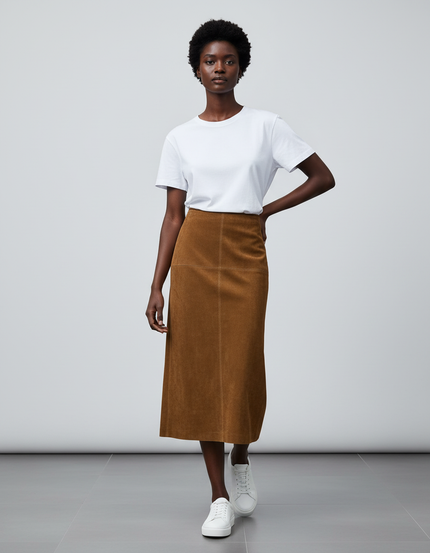 Jupe Longue Daim Camel