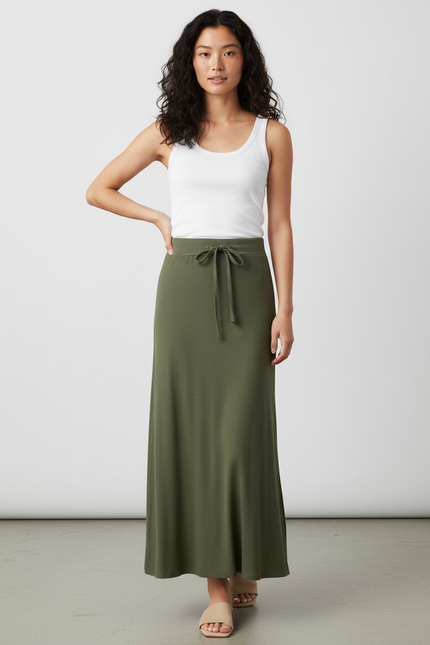 Jupe Mi-Longue Taille Élastique